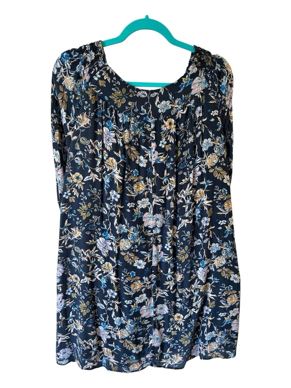 xhilaration for Target Floral V-Neck Flowy Navy Women’s Dress Fully Lined EUC 1X